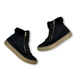Cougar Black High-Top Sneakers with Beige Sole